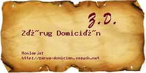 Zárug Domicián névjegykártya